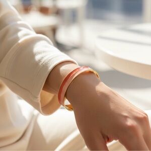 Gold and Pink Bangle Bracelet